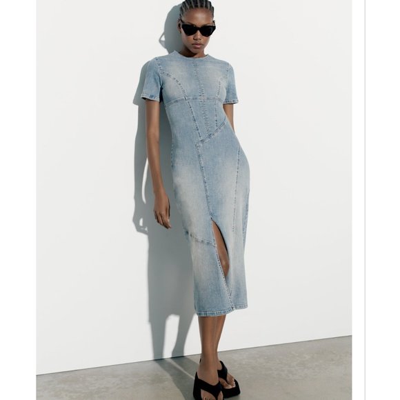 ★ZARA★ DENIM TRF MIDI DRESS Zara + TRF Denim Midi Dress